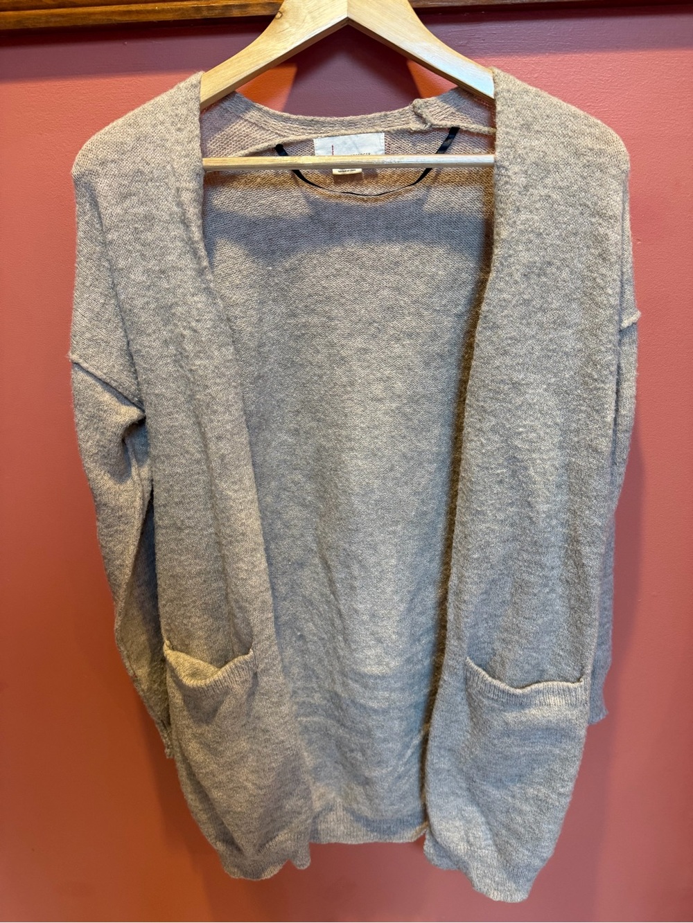 Anthropologie Heathered Oatmeal Open-Front Cardigan